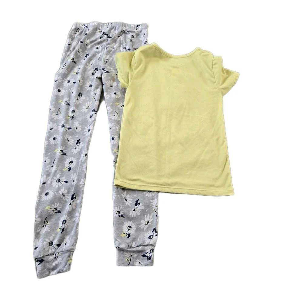 Girls‎ Pajama Set Daisy Print Soft Stretch Elastic Waist Size 7